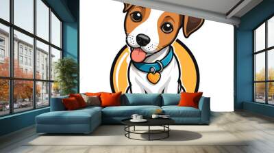 Cute dog logo vector Artwork. Adorable Dog and Puppy illustration graphic design, cute dogs, puppies, smiling, head, little. Vector illustration. Wall mural