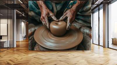 Each spin of the wheel brings the potter closer to shaping a timeless creation from clay Wall mural