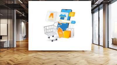 Ecommerce online shopping Wall mural