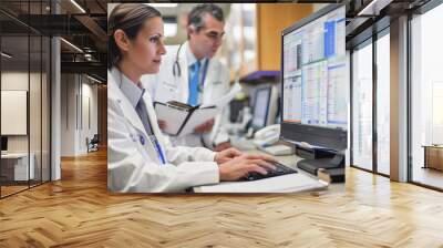 Electronic medical records, supported by innovative medical technology, facilitate better data sharing and collaboration among healthcare providers, leading to more comprehensive a Wall mural