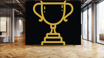 Golden trophy cup, line art vector illustration, EPS-10. Wall mural