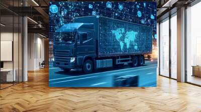 Implement data analytics solutions to identify and rectify bottlenecks, ensuring continuous optimization of the logistics process Wall mural