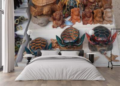 souvenirs made of wood from Lombok Wall mural