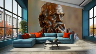 statue of Socrates from the Academy of Athens,Greek philosopher ,Thinker copper Wall mural