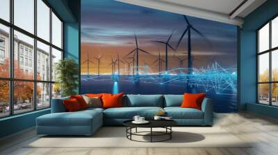 Wind rose data provides crucial insights into prevailing wind patterns, enabling developers to deploy turbines where wind speeds are consistently high and directionally favorable f Wall mural