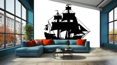 silhouette of a ship Wall mural