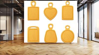 Set of wooden cutting boards. Vector illustration in cartoon style. Isolated on a white background. Kitchen tools
 Wall mural