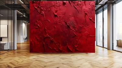 Textured deep red background with abstract rough surface. Ideal for dramatic wallpaper, bold design elements, or artistic expression with copy space Wall mural