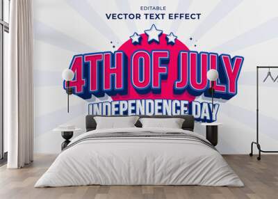 Editable text effect 4th July Independence Day Cartoon style premium vector Wall mural