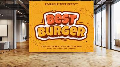 Editable text effect Best Burger 3d cartoon template style premium vector Wall mural