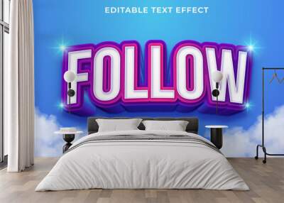 Editable text effect - Follow 3d template style premium vector Wall mural