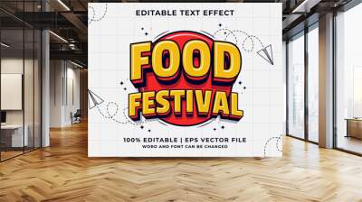 editable text effect food festival 3d traditional cartoon template style premium vector Wall mural