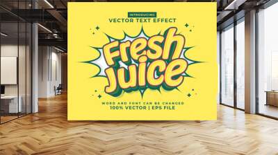 Editable text effect Fresh Juice 3d Cartoon template style premium vector Wall mural