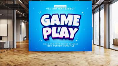 Editable text effect Game Play 3d cartoon template style premium vector Wall mural