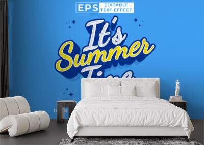 Editable text effect its summer time 3d Cartoon template style premium vector Wall mural