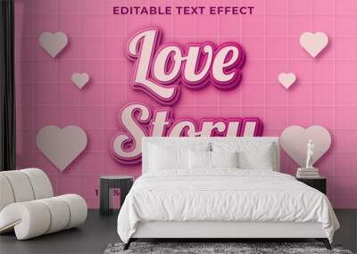 Editable text effect - Love Story 3d template style premium vector Wall mural