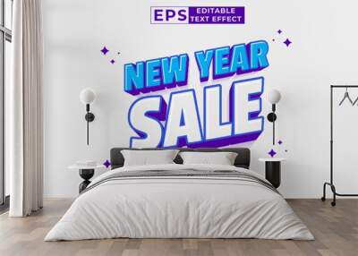 Editable text effect new year sale 3d cartoon style premium vector Wall mural