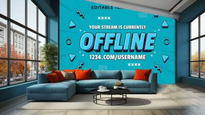 Editable text effect - Offline Cartoon template style premium vector Wall mural