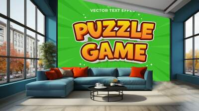 Editable text effect - Puzzle Game 3d cartoon template style premium vector Wall mural