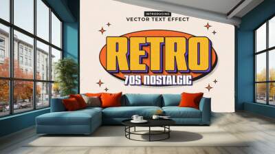 Editable text effect Retro 3d style premium vector Wall mural