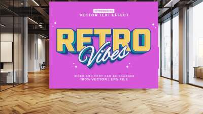 Editable text effect Retro Vibes 3d cartoon style premium vector Wall mural