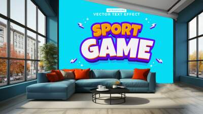 Editable text effect Sport Game 3d cartoon template style premium vector Wall mural