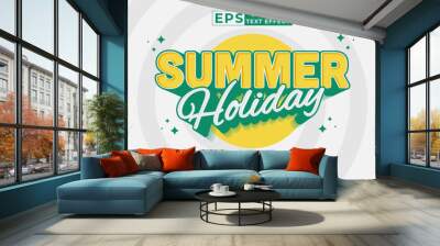 Editable text effect summer holiday 3d Cartoon template style premium vector Wall mural