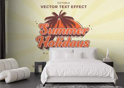 Editable text effect Summer Holidays 3d Cartoon template style premium vector Wall mural