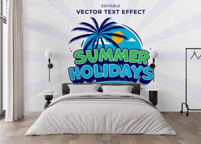 Editable text effect Summer Holidays 3d Cartoon template style premium vector Wall mural