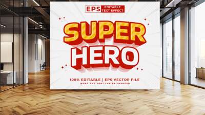 Editable text effect super hero 3d cartoon template style premium vector Wall mural