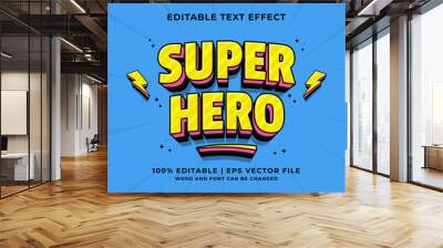 Editable text effect Super Hero 3d Traditional Cartoon template style premium vector Wall mural