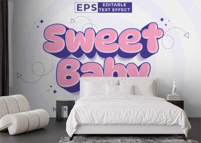 Editable text effect - Sweet Baby 3d Cartoon Cute template style premium vector Wall mural