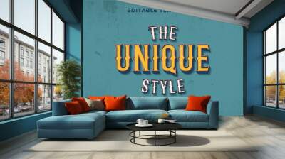 Editable text effect - The Unique Vintage style template premium vector Wall mural