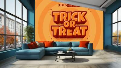 Editable text effect Trick Or Treat 3d cartoon template style premium vector Wall mural