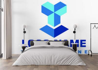 minimalist blue logo vector design Wall mural