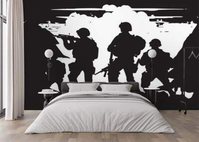 Military vector illustration army combat ambush grunge. Wall mural