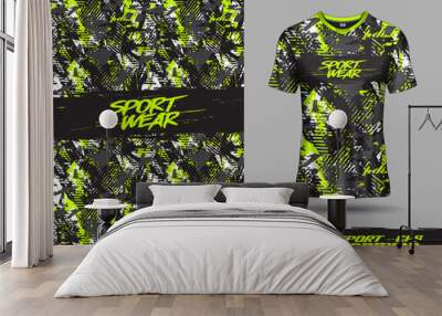 T-shirt template abstract background design for extreme jersey team, racing, cycling, leggings, football, gaming and sport livery. Wall mural