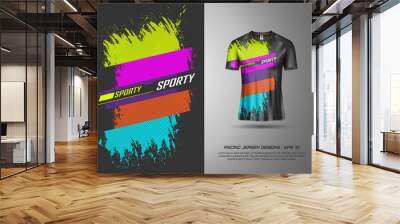 T shirt with texture grunge sports abstract background for extreme jersey team, racing, cycling, football, gaming, backdrop wallpaper Wall mural