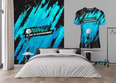 Tshirt abstract grunge background for extreme sport jersey team, motocross, car racing, cycling, fishing, diving, leggings, football, gaming Wall mural