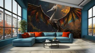 a dragon bird on a background of the sky Wall mural