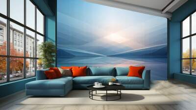 abstract geometric background with blue color triangles Wall mural