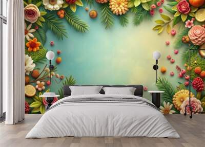 beautiful spring flowers background for wedding invitations Wall mural