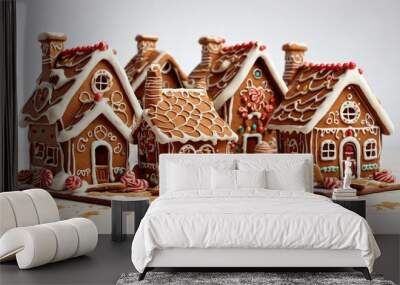 christmas gingerbread house on white background. festive decoration Wall mural