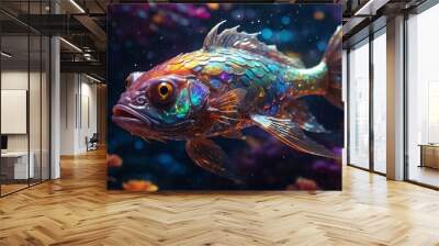 illustration of an aquarium a fish Wall mural