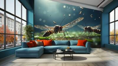 two butterflies in the night nature background Wall mural