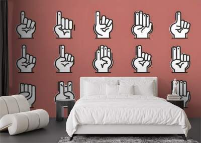 Icon set for hand gestures. Vector illustration of a collection of editable stroke icons. Wall mural