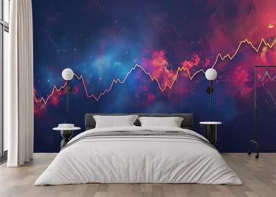 A vibrant line graph illustrating a steady growth in stock values, suggesting favorable and lucrative investment options. Wall mural