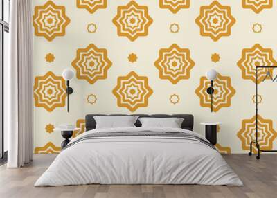 Vector Abstract Square Seamless Pattern of Two Colored Square Geometric Stars Wall mural