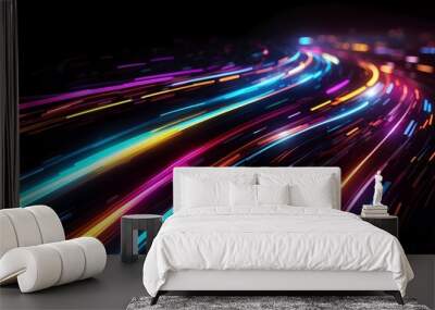 Colorful light trails with motion effect Wall mural