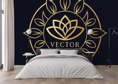 luxury vintage logo with organic ornament Wall mural